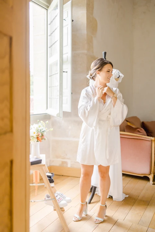 robe peignoir beige marron gris